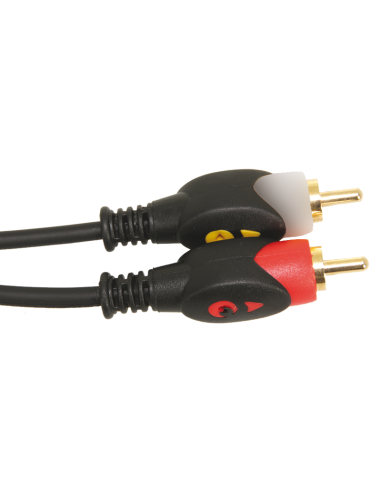 IBIZA CA3RR – Cordon audio avec 2 fiches RCA dorées vers 2 fiches RCA dorées - 3m