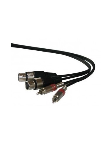 CM1.5RXF – Cable ou cordon 2 RCA mâles métal avec ressort de protection vers 2 XLR femelles