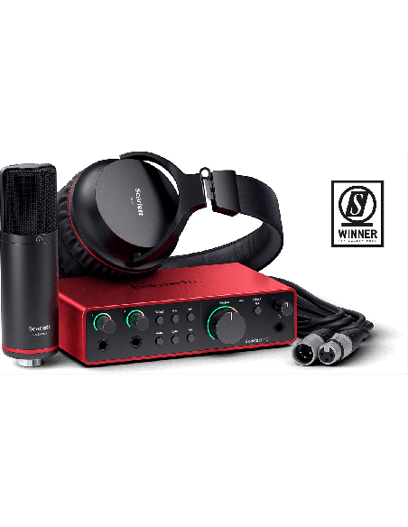 FOCUSRITE SCARLETT4-STUDIO – Pack carte son 2 in 2 out USB-C avec micro et casque et accessoires