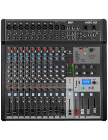 HPA PROMIX 12 UX – Console de mixage analogique 12 canaux avec USB, Bluetooth et DSP 24 effets – photo complémentaire 1