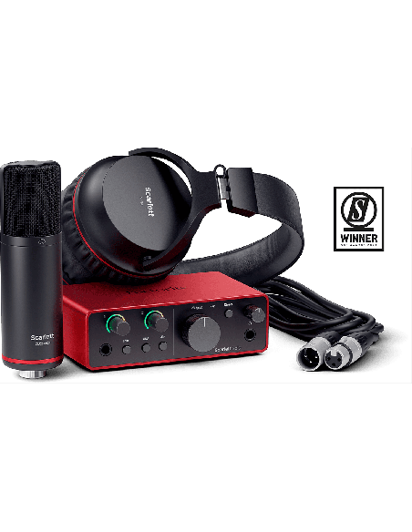 FOCUSRITE SCARLETT4-SOLO-STUDIO – Pack carte son 2 in 2 out USB-C avec micro et casque et accessoires