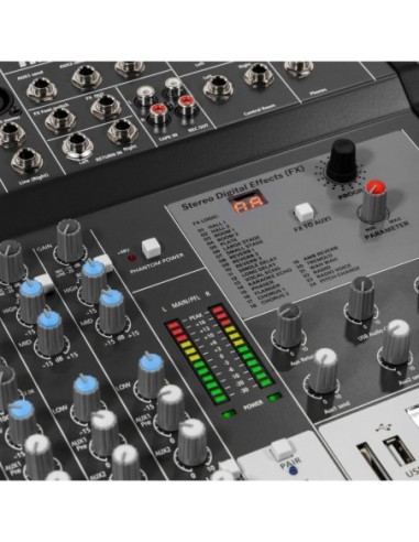 HPA PROMIX 12 UX – Console de mixage analogique 12 canaux avec USB, Bluetooth et DSP 24 effets – photo complémentaire 4
