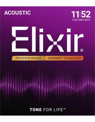 ELIXIR 16027 – Jeu de cordes folk Nanoweb Phosphor Bronze Custom Light 11-52 – photo complémentaire 1