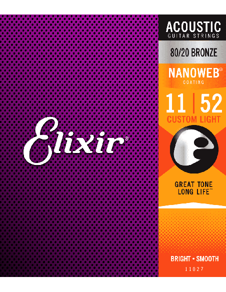 ELIXIR CEL 11027 JEUX – Custom Light 11-15-22-32-42-52 Cordes pour guitare acoustique – photo complémentaire 1