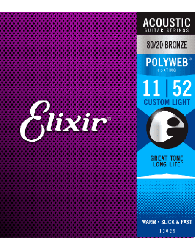 ELIXIR CEL 11025 JEUX – Custom Light polyweb 11-15-22-32-42-52 - Cordes pour guitare – photo complémentaire 1