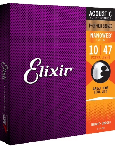 ELIXIR CEL 16002 JEUX – Extra Light 10-14-23-30-39-47 avec revêtement Cordes pour guitare acoustique