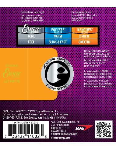 ELIXIR CEL 11002 JEUX EXTRA LIGHT NANOWEB 10-14-23-30-39-47 – Cordes pour guitare acoustique – photo complémentaire 2