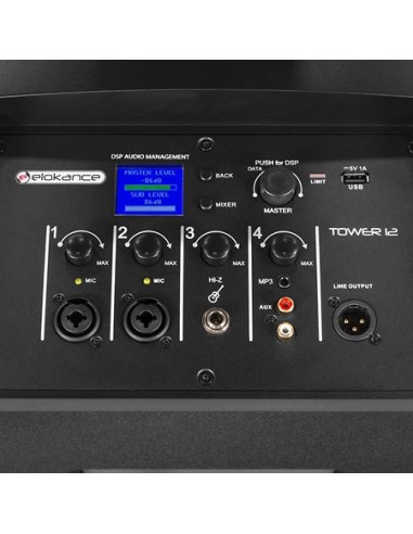 ELOKANCE TOWER 12 – Système colonne actif 3 voies 2000 W avec Bluetooth 5.3 et housses de – photo complémentaire 3