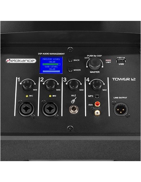 ELOKANCE TOWER 12 – Système colonne actif 3 voies 2000 W avec Bluetooth 5.3 et housses de – photo complémentaire 3