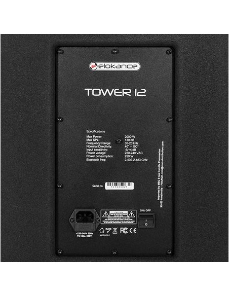 ELOKANCE TOWER 12 – Système colonne actif 3 voies 2000 W avec Bluetooth 5.3 et housses de – photo complémentaire 4