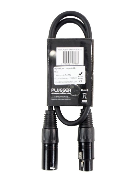 PLUGGER – EASY CÂBLE DMX XLR FEMELLE 3B - XLR MÂLE 5B 0.30M – photo complémentaire 1