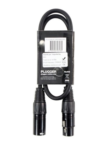 PLUGGER – EASY CÂBLE DMX XLR FEMELLE 3B - XLR MÂLE 3B 0.60M – photo complémentaire 1
