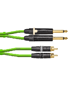 CORDIAL DJ-JKRCA1.5G. Câble 2 jacks mâle mono / 2 rca mâle 1.50M vert