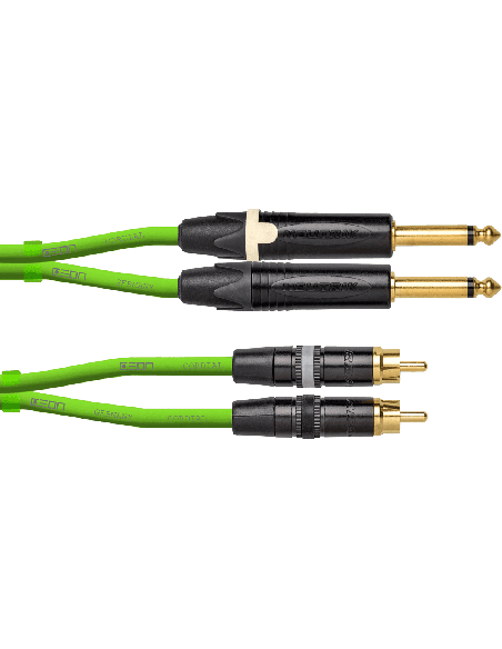 CORDIAL DJ-JKRCA1.5G. Câble 2 jacks mâle mono / 2 rca mâle 1.50M vert