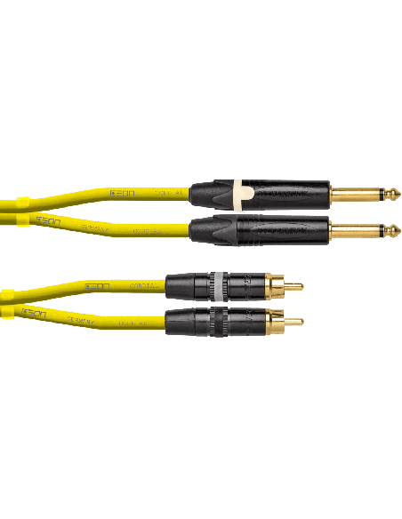 CORDIAL DJ-JKRCA0.6Y – Câble 2 jacks mâle mono/2 rca mâle 0.60M jaune fluo