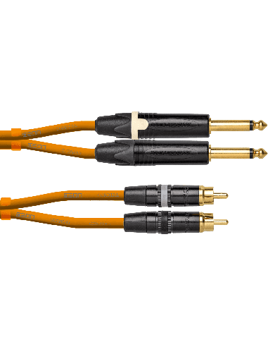 CORDIAL DJ-JKRCA1.5O – Câble 2 jacks mâle mono/2 rca mâle 1.50M orange fluo