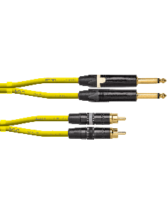 CORDIAL DJ-JKRCA1.5J – Câble 2 jacks mâle mono/2 rca mâle 1.50M jaune fluo