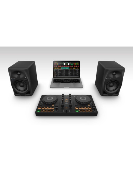 AlphaTheta DDJ-FLX2 – Configuration DJ avec ordinateur portable et enceintes