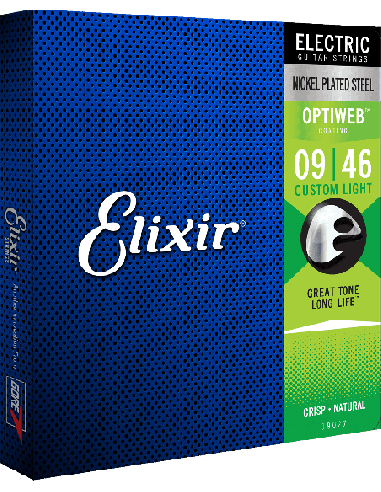 ELIXIR CEL 19027 JEUX – Custom Light 09-11-16-26-36-46 avec revêtement Cordes pour guitare électrique