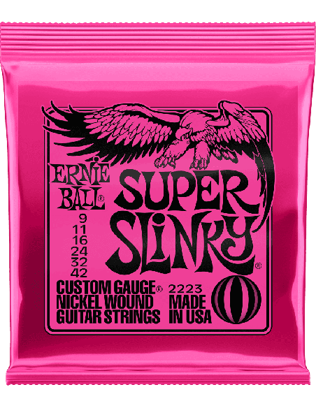 ERNIE BALL – CEB 2223 Jeux - Super slinky 09-11-16-24w-32-42 pour guitare électrique