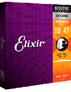 ELIXIR CEL 11002 JEUX EXTRA LIGHT NANOWEB 10-14-23-30-39-47 – Cordes pour guitare acoustique