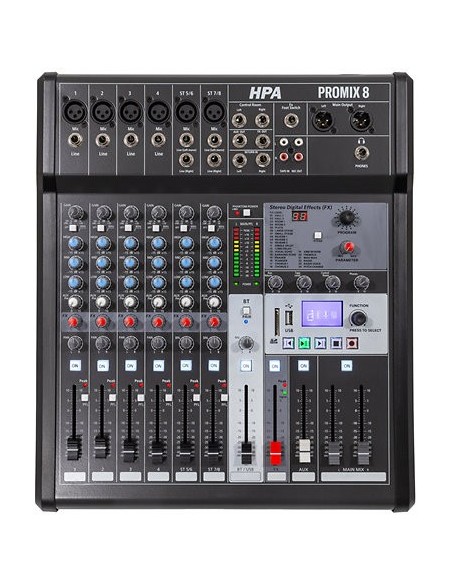 HPA Promix 8 – Vue du dessus des commandes