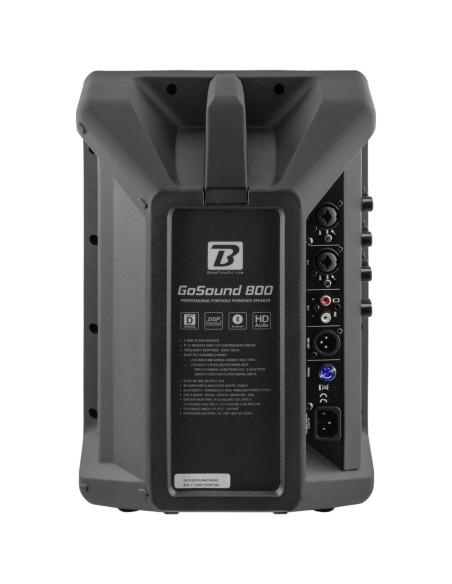 BoomTone DJ GoSound 800 – Vue arrière des commandes et connecteurs