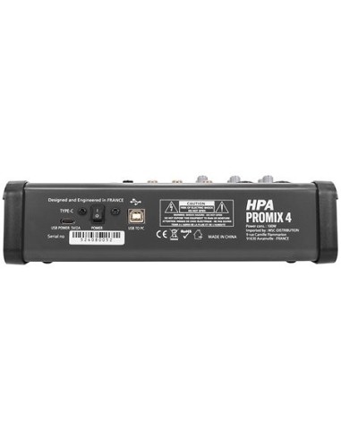 HPA Promix 4 – Vue arrière de l’alimentation et du port USB