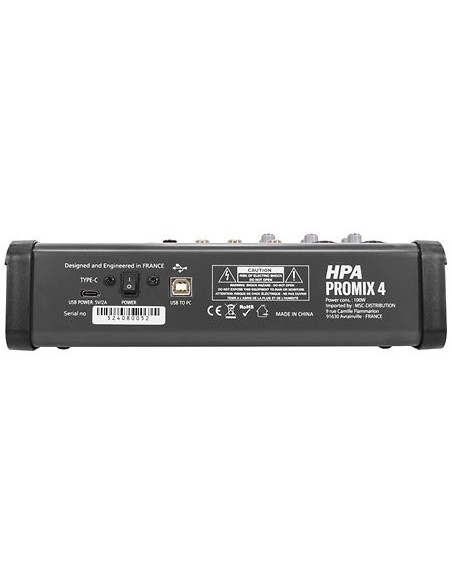 HPA Promix 4 – Vue arrière de l’alimentation et du port USB