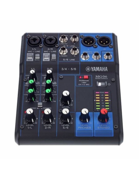 Yamaha MG06 – Vue du dessus des commandes