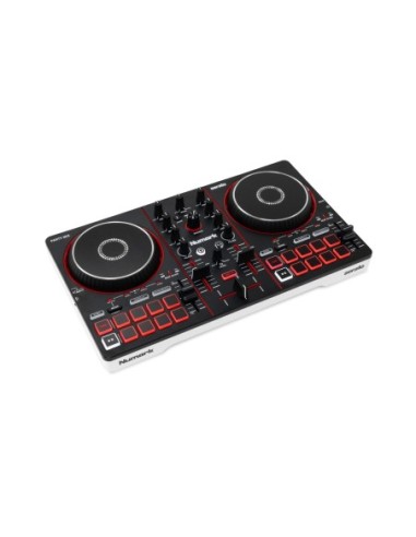 Numark Party Mix III – Contrôleur DJ USB 2 voies avec jeux de lumières LED intégrés – vue de trois quarts