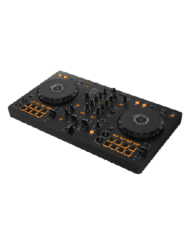 Pioneer DJ DDJ-FLX4 – Contrôleur DJ 2 voies pour rekordbox et Serato – vue de trois quarts