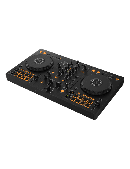 Pioneer DJ DDJ-FLX4 – Contrôleur DJ 2 voies pour rekordbox et Serato – vue de trois quarts
