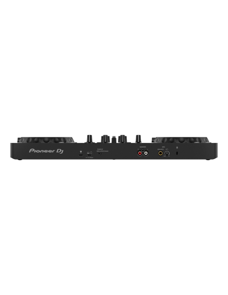 Pioneer DJ DDJ-FLX4 – panneau arrière avec ports USB, sorties RCA et entrée micro