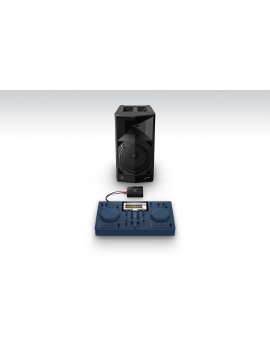 AlphaTheta OMNIS-DUO – exemple de connexion à une enceinte WAVE-EIGHT et un émetteur, accessoires non inclus