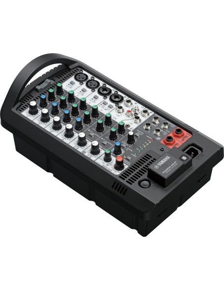 Yamaha STAGEPAS 400BT – vue de trois-quarts du mixeur et de ses commandes