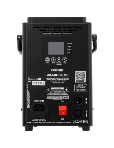 Algam Lighting VULKAN CUBE MINI – Panneau de commande et connexions DMX