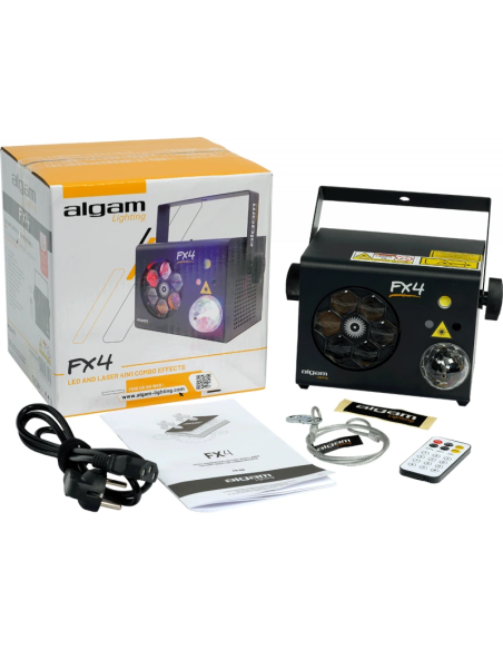 ALGAM LIGHTING FX-4 - Projecteur à effets 4-en-1 roue de gobos LED, Ma