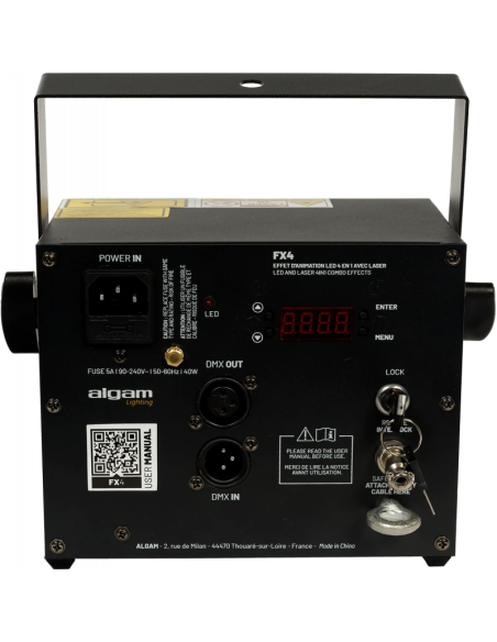 ALGAM LIGHTING FX-4 - Projecteur à effets 4-en-1 roue de gobos LED, Ma