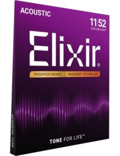 ELIXIR 16027 – Jeu de cordes folk Nanoweb Phosphor Bronze Custom Light 11-52