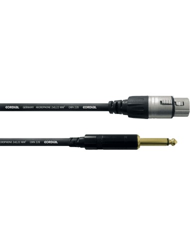 CORDIAL CCM5FP – Câble microphone asymétrique - XLR femelle/Jack mâle mono - 5M
