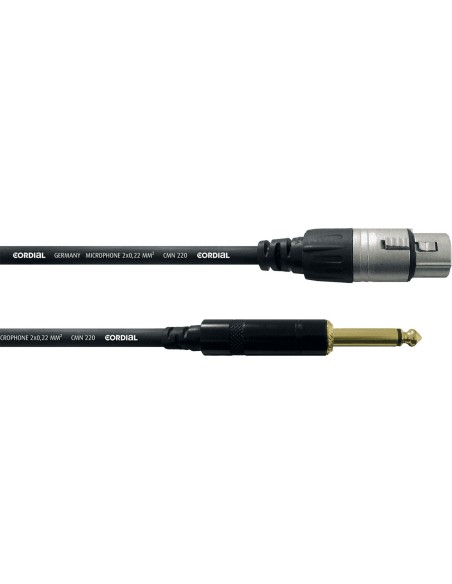 CORDIAL CCM5FP – Câble microphone asymétrique - XLR femelle/Jack mâle mono - 5M
